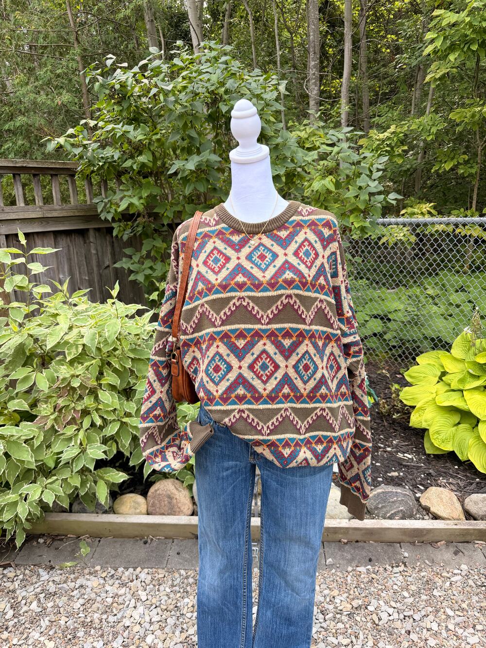 Vintage Claiborne Grandpa Sweater With A Geometric Pattern